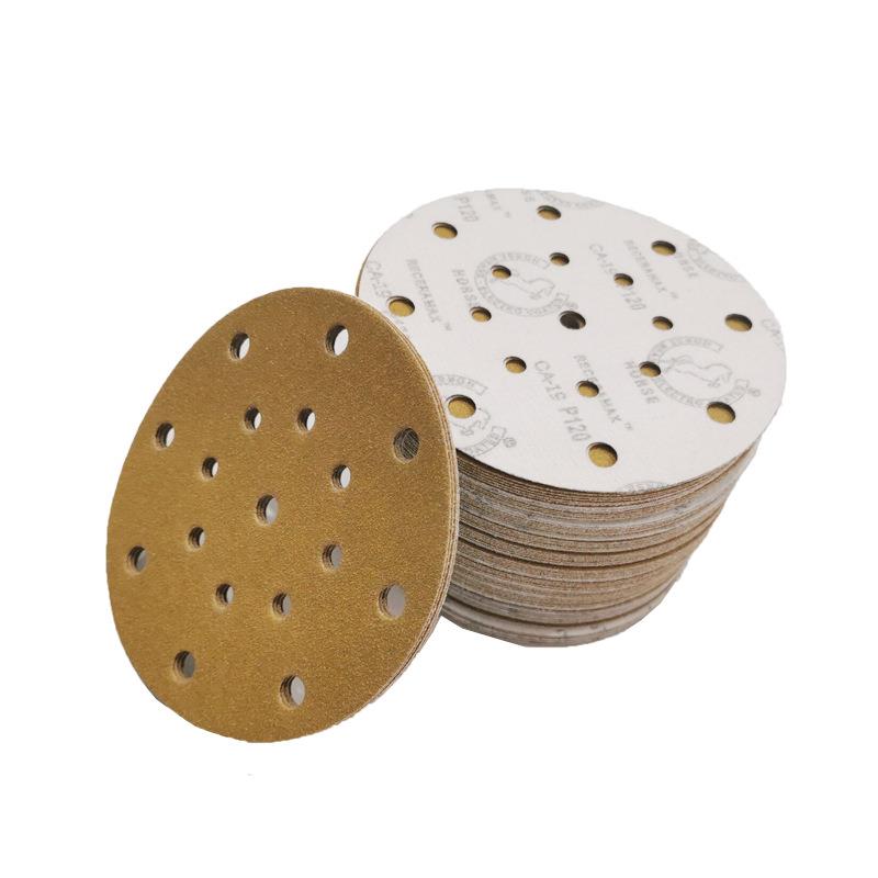 6寸6孔17孔干磨砂纸绒抛自粘圆形植砂纸汽车腻子油6寸6孔80漆打磨