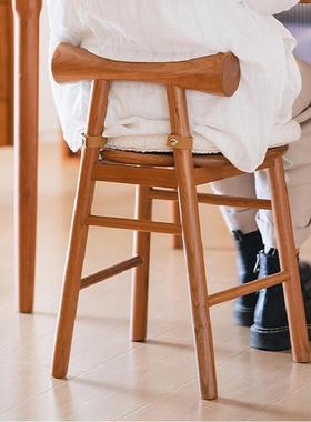 小蝶小凳家SJY用实木凳子樱桃木梳妆凳化凳带妆靠背圆凳椅蝴子