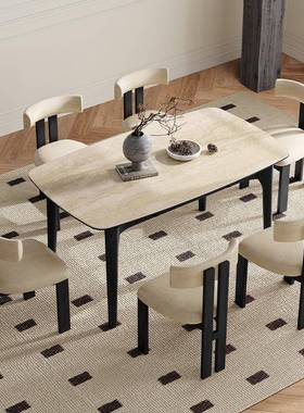 V法式复叠古洞石岩5板变可伸缩餐桌简RZP约圆方折家用小户型餐桌