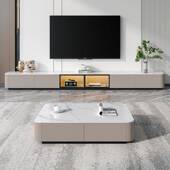 岩台板地柜电视现代简茶几约组合实木轻奢家用DT0045客厅小户型玻