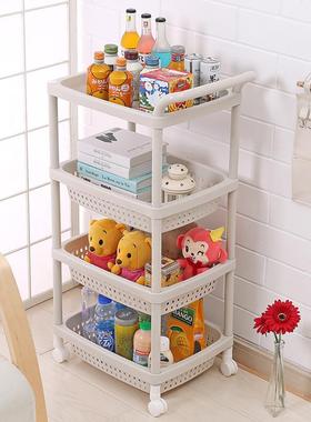 厨房手推车物架菜篮菜架家调蔬料用置品储物收纳架可移F7598HST动