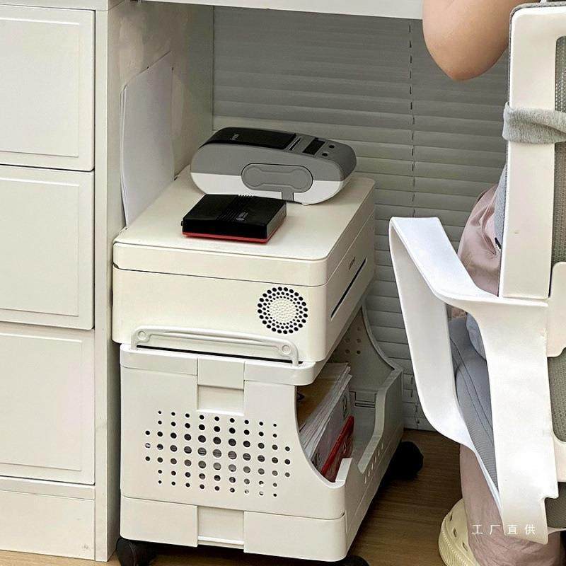 打印机置物架下推车可移动桌落地办公室工位边辉霖#898收桌纳架小