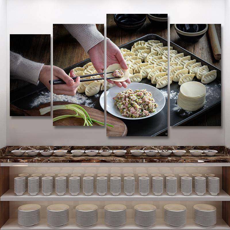 GTW传统手工饺子装饰墙画中华美食子文化挂画个馆性创意饺饺子店