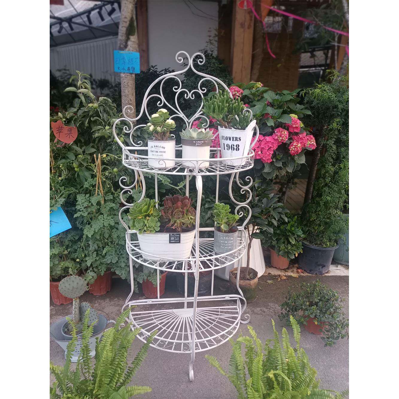 欧式户铁花架艺墅庭院多层花别架阳台半圆三层花架盆栽架HJ13019