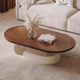 中风椭圆形茶几客厅家用色设869#计师现代简小户极型胡桃古木创意