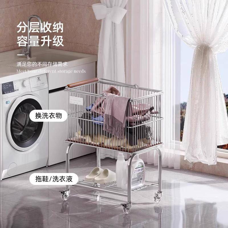 脏衣篮钢中脏衣篮古大容量小收纳筐不家用卫生锈间移动架子推车置