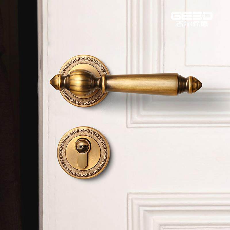 吉尔室保法UB式黄古铜室门锁内卧房间复古门把手美盾式静音磁吸门