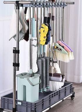 移工动落地拖把架不锈钢置架放扫把墩物布子架阳台清洁GVD具收纳