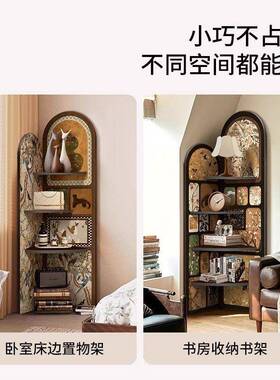 古柜风落地摆件客厅电视旁边中角柜复古置物架多层收纳KOJ柜转三