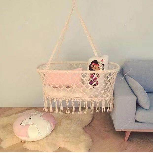 室婴儿摇篮家直销UAN宝宝吊椅内棉绳编织儿童篮流苏阳台厂儿童吊