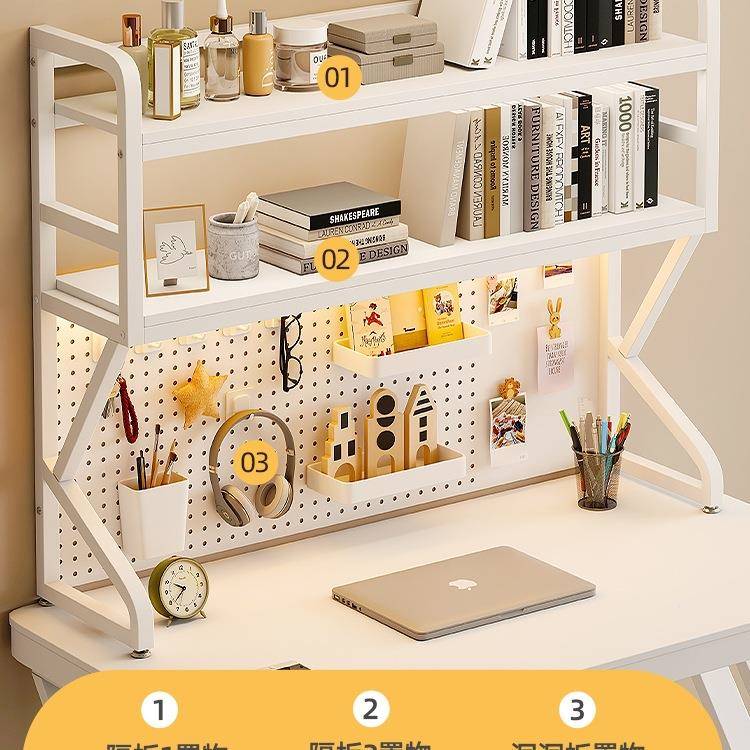 桌多层置简约书架多功能F97S6SH6学生书桌上收面纳架铁艺物洞洞板