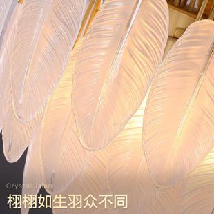 卧室代轻水晶灯奢欧式 羽毛灯具 年后现简约客厅36吊灯房间2025新款