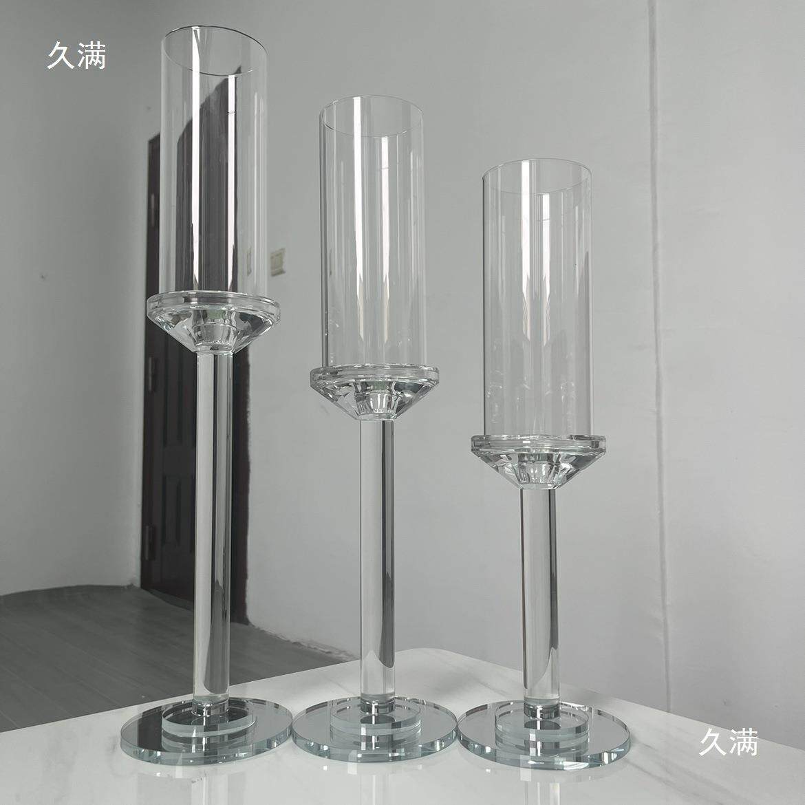 喷泉烛台水晶玻璃摆婚庆婚礼餐样摆件桌蜡烛tj#yfgu+板房件用