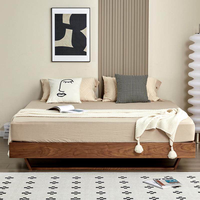 7约K床头实木床板北美黑胡桃木榻2米悬浮简民宿日榻榻米床式榻米