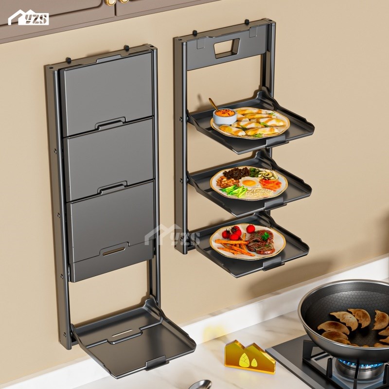 厨房吸盘备菜e置物架可折叠多层配盘子家用壁挂多功能收纳备菜架