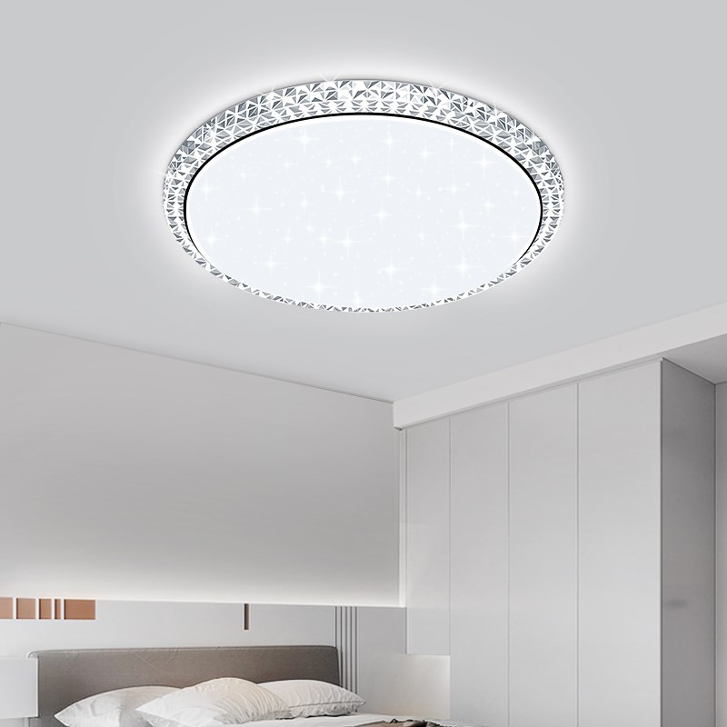 轻奢水晶客厅吸顶灯圆形现代简约大气全光谱房间主卧室Y吊灯具大