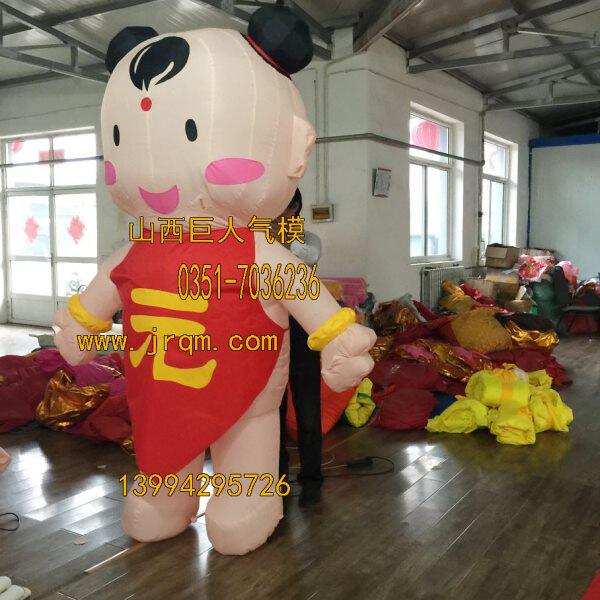 行打气模行走娃娃活动卡通娃娃行黄人偶气泵可行走卡通气开业定制
