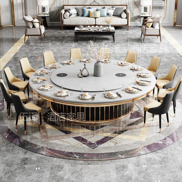 定制岩板电动餐桌大圆桌大理石新中式餐台20人会所包厢转盘火锅桌,商业/办公家具,酒店桌椅,淘宝优惠券,粉丝福利购,淘宝优惠卷