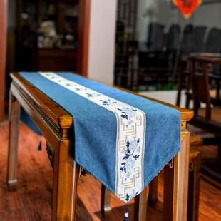 新中式古琴桌旗盖布桌布防尘布防尘罩 双层棉麻布茶布演奏琴