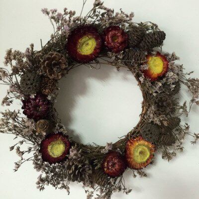 乡村花艺森复古干花邹菊松果松球鱼鳞果水晶草干树藤花环