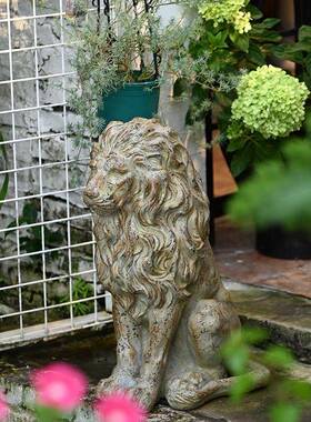 花园摆庭院户外狮子摆装饰件别动物雕塑墅件T79259门厅布景民宿院