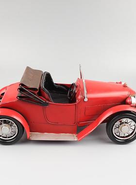 复古敞篷跑车老374爷藏车模型铁皮工艺品客厅窗柜怀旧收橱装品摆