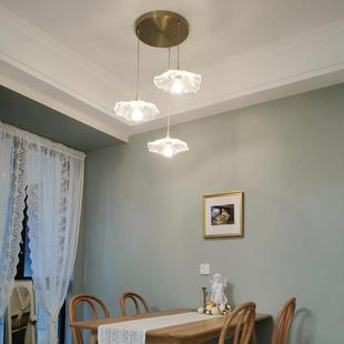 约简型日式 3窗过道阳荷叶造全铜玻璃吊灯灯 复古餐厅玄关台飘8609