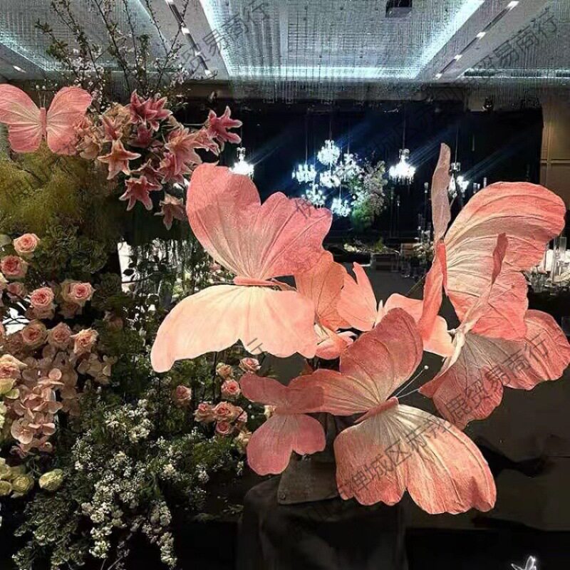 立体纸艺蝴蝶晕染纸花婚礼舞台背景布置橱窗美陈摆件摄影道具