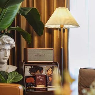 床实木地灯客厅沙发边落设计感百氛围灯褶美式 343高档复古卧室头