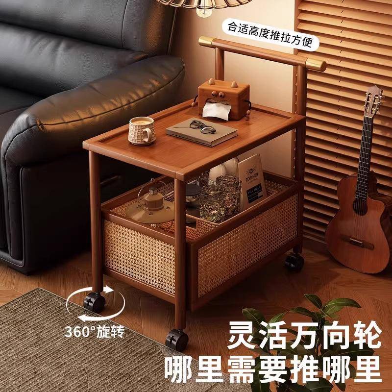 发边几桌子中风古茶几移动收纳小516推车边客厅实沙桌木储物架
