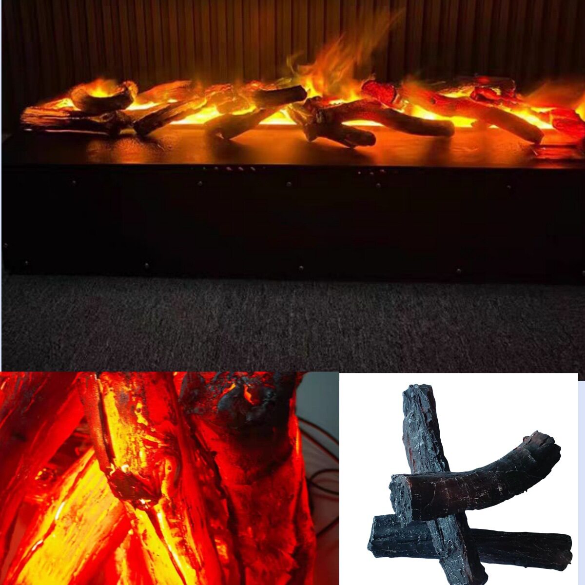仿真火焰灯树脂仿真木炭场景道具树脂摆件舞台篝火拍摄道具木炭条