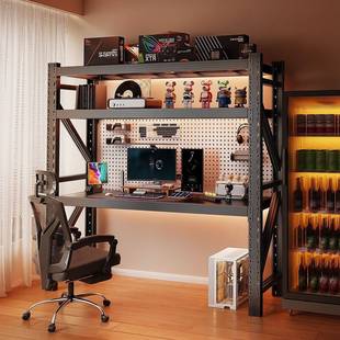 爆改电脑桌台式简易便宜电竞桌置物架下空式学习桌卧室储物架货架