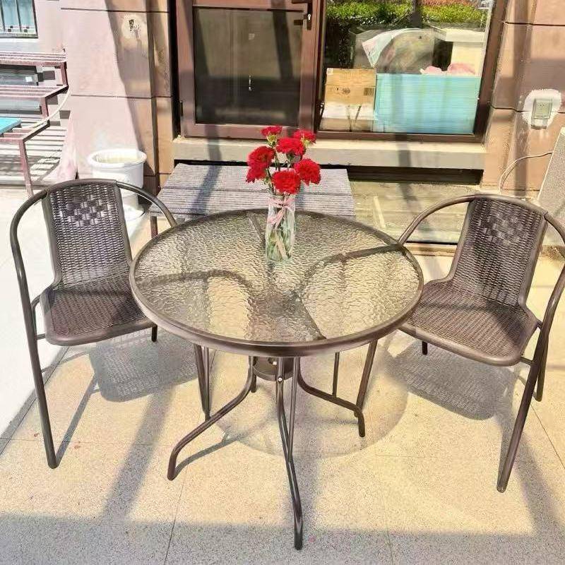 户外椅带伞组合庭院桌露天花园SEB桌折椅三件套家用室外休闲台阳