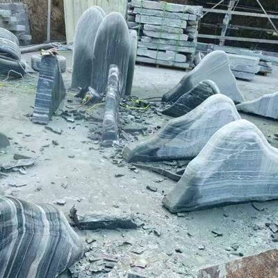 小假雪浪石山枯观山水室内外庭景石造雪浪石切片组合景大型泰山院