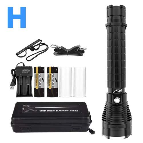 跨新D51短款品XHP70手筒按境钮多电功能肩调节赶海LED大功率潜水