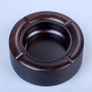 黑檀木家用烟灰缸带盖防风中式复古创意客厅大容量灭烟缸防飞灰