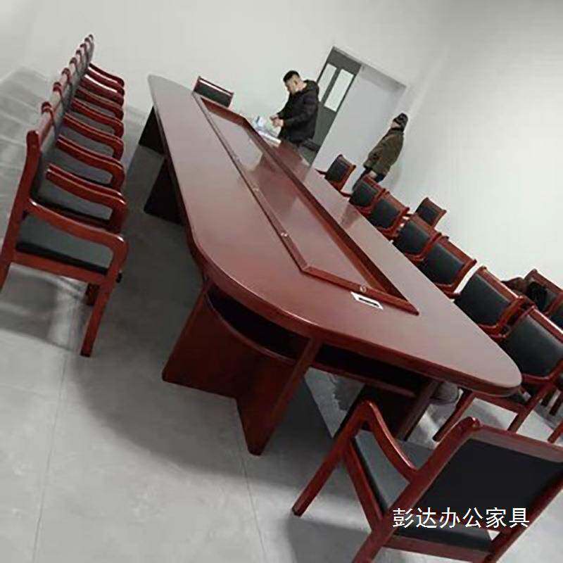 实木会议桌大型会议室桌椅组合油漆中式会议桌长桌办公开会桌