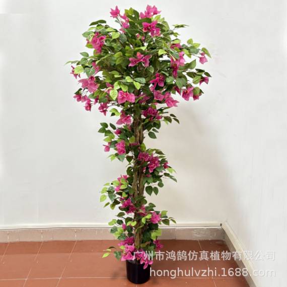 仿真三角梅树紫色植物人造塑料盆栽树室内装饰跨境热卖紫薇花假树