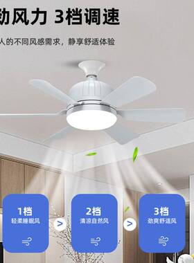 跨境吊扇灯LED新款EE风扇灯多功能三色调光卧室客厅风扇灯