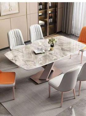 子岩板餐桌20餐25家用椅组合轻奢小桌户型客厅长方简形新款现ANK