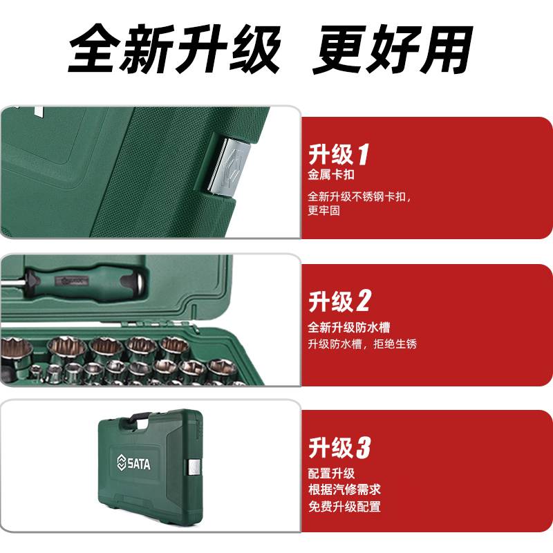 9P1E世达套筒组合套装小飞/中飞/大飞汽修修车工具棘轮扳手车用全