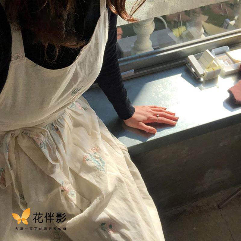 花影法式田园风棉麻复古文艺服围裙花伴花店围裙艺新师工作简约小