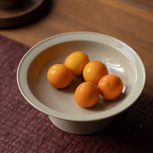 中式高点盘足盘草木灰XMG果盘心子创意陶瓷点盘托盘茶茶席复古茶