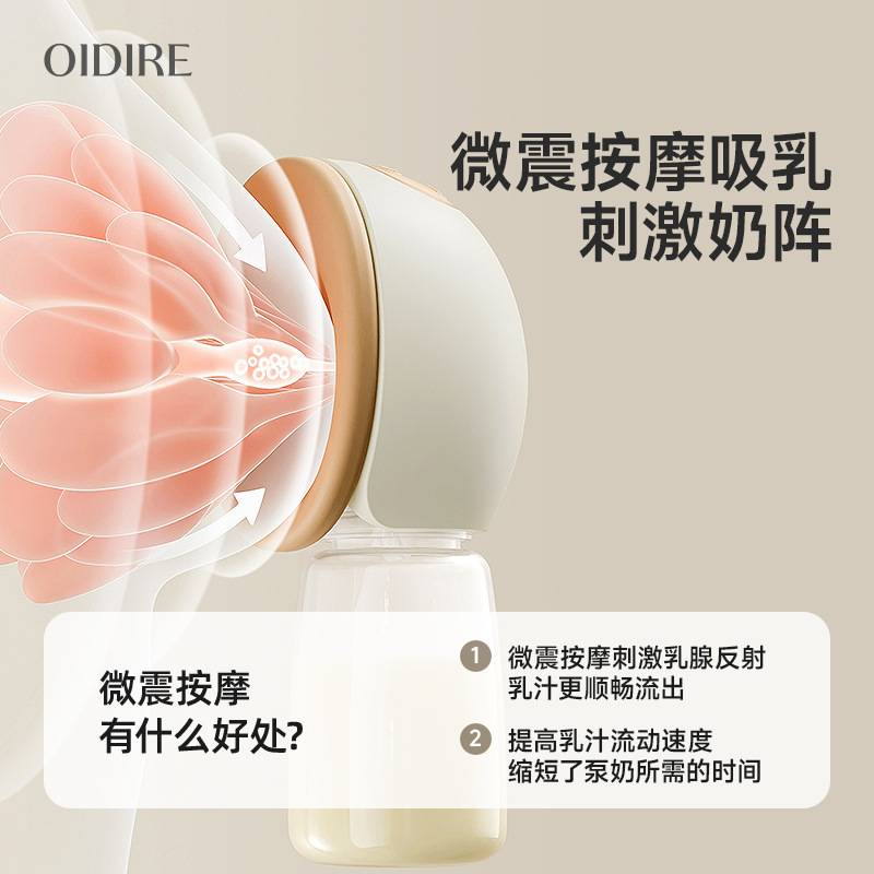 OIDIRE电动吸奶器智能热敷免手扶吸奶仪全自动产后便携一体挤奶器