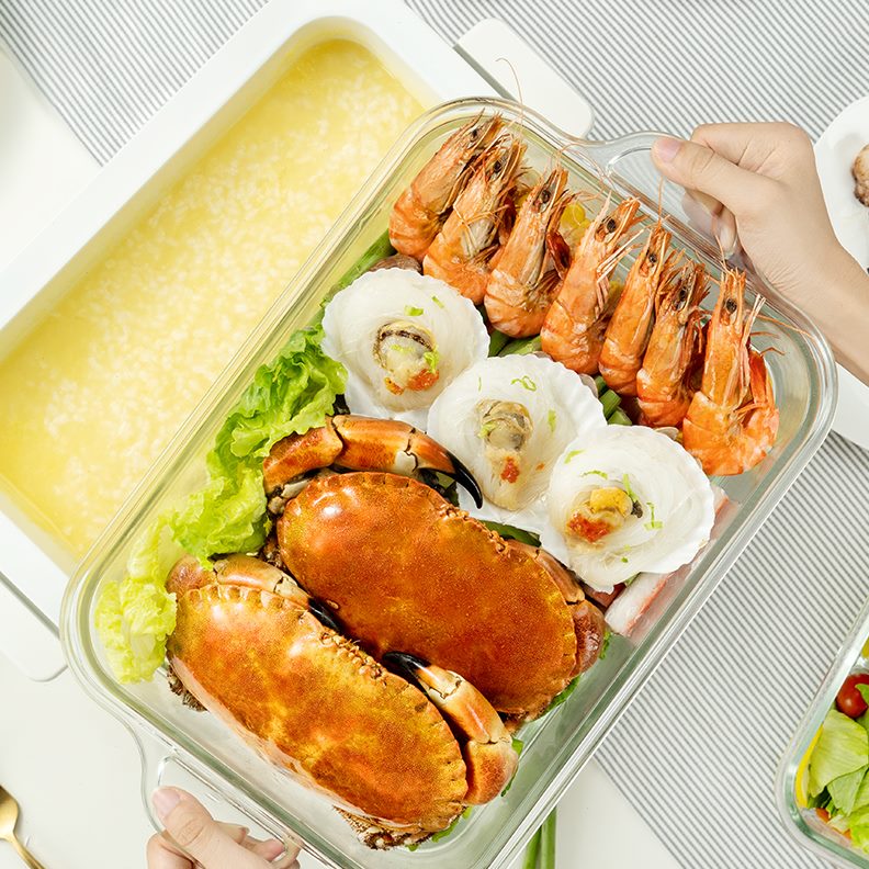 蒸锅蒸格玻璃蒸笼家用盒多功能料理锅蒸屉适耐高温套配蒸盘适用