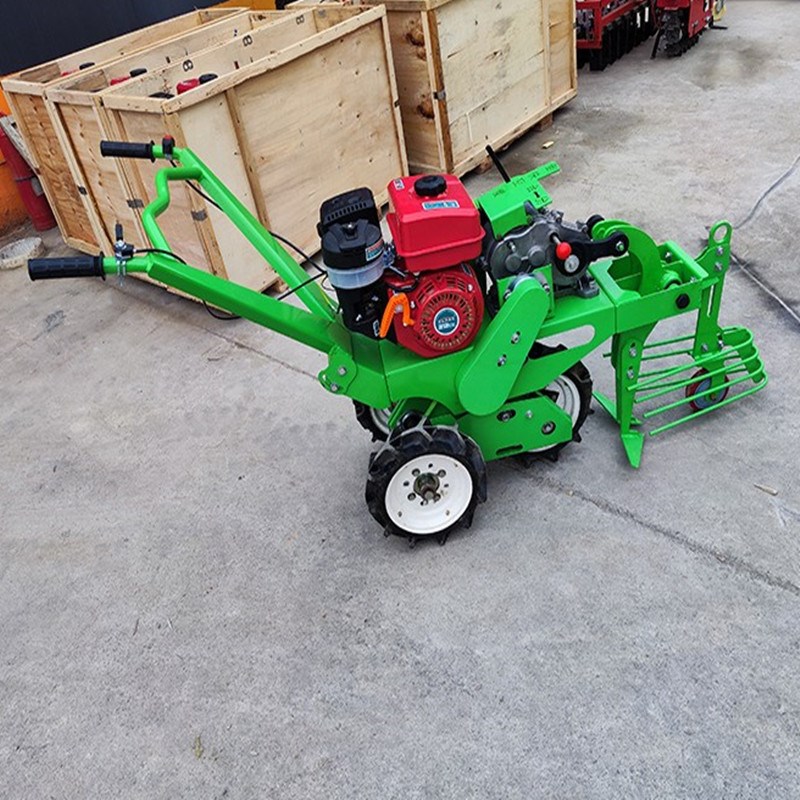 汽油柴油手推式起蒜机 四v行大蒜深挖收获机 多缸轴传动带收蒜机