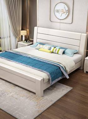 新中式实木床1.8米大床51.M人床经1908#简双约济型现代家具主卧室