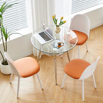 玻TM11602玻圆桌钢化玻璃桌家用玻璃餐桌阳桌子洽谈桌椅台组合璃