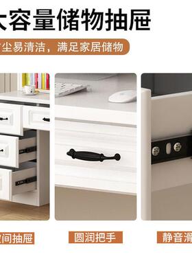 实木书桌中桌小学生用JRS学习台式写电脑桌卧室书架家书柜一体字