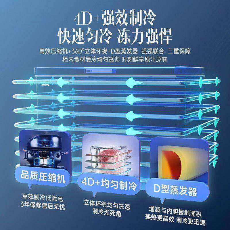 星冷柜100商/200升家用星小型冰柜用冷藏冷冻柜单温式减395霜卧冰